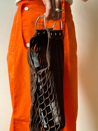 suede mesh wine bag
