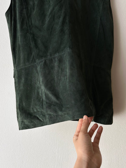 90s suede vest in dark forest