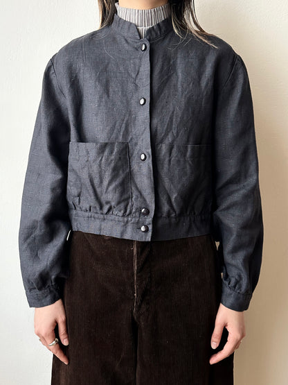 Superb black linen cropped shirt