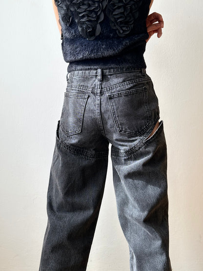 Thigh slash black denim W26