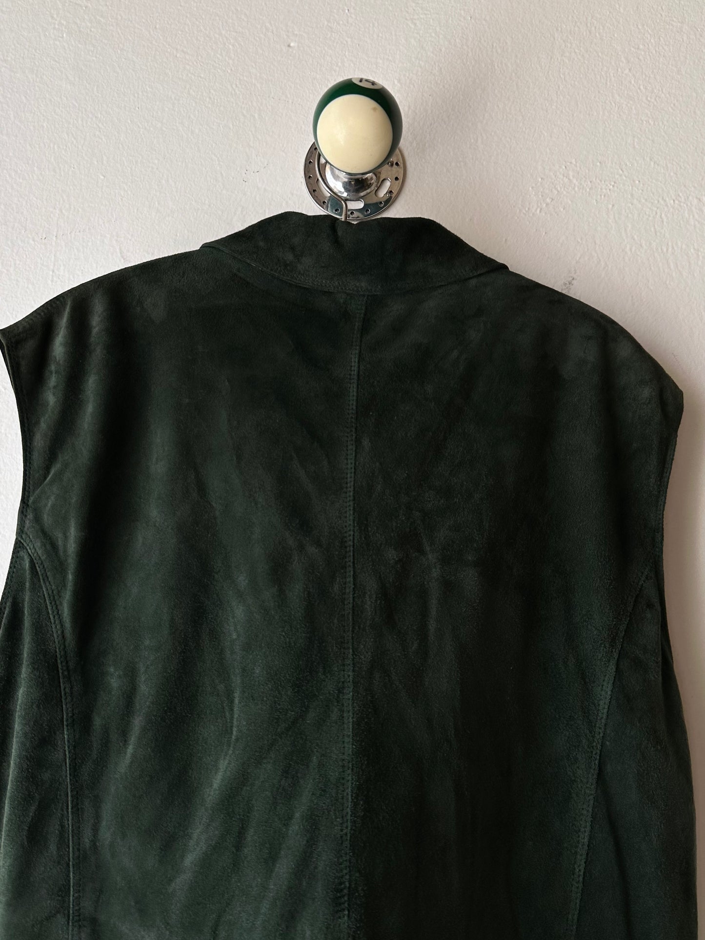 90s suede vest in dark forest