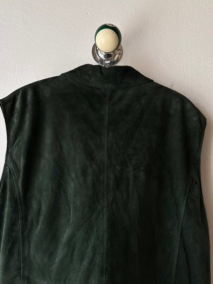 90s suede vest in dark forest
