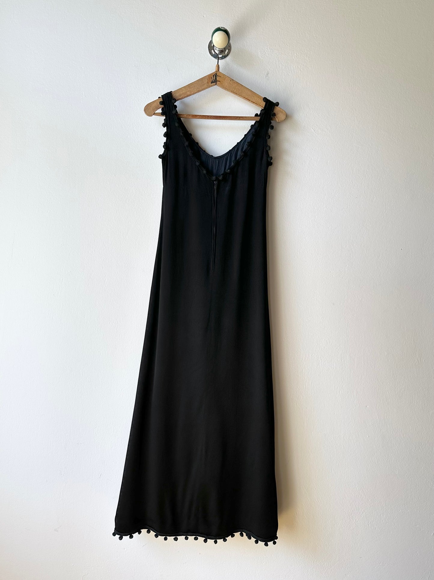 Vintage pom-poms black dress