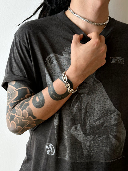 French silver puffed mariner chain bracelet