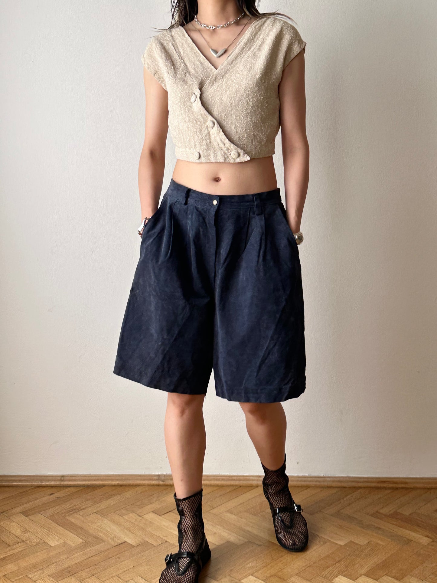 Navy suede shorts W29-30