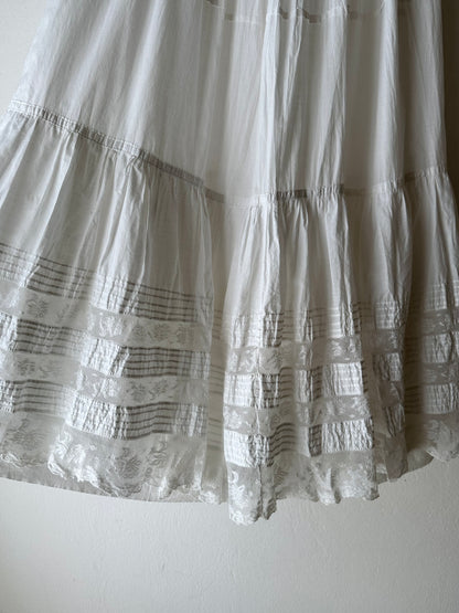 Edwardian lace cotton petticoat W26