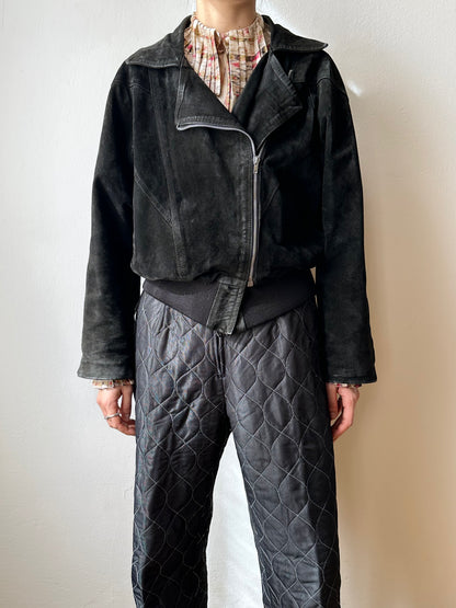 Black suede bikers blouson