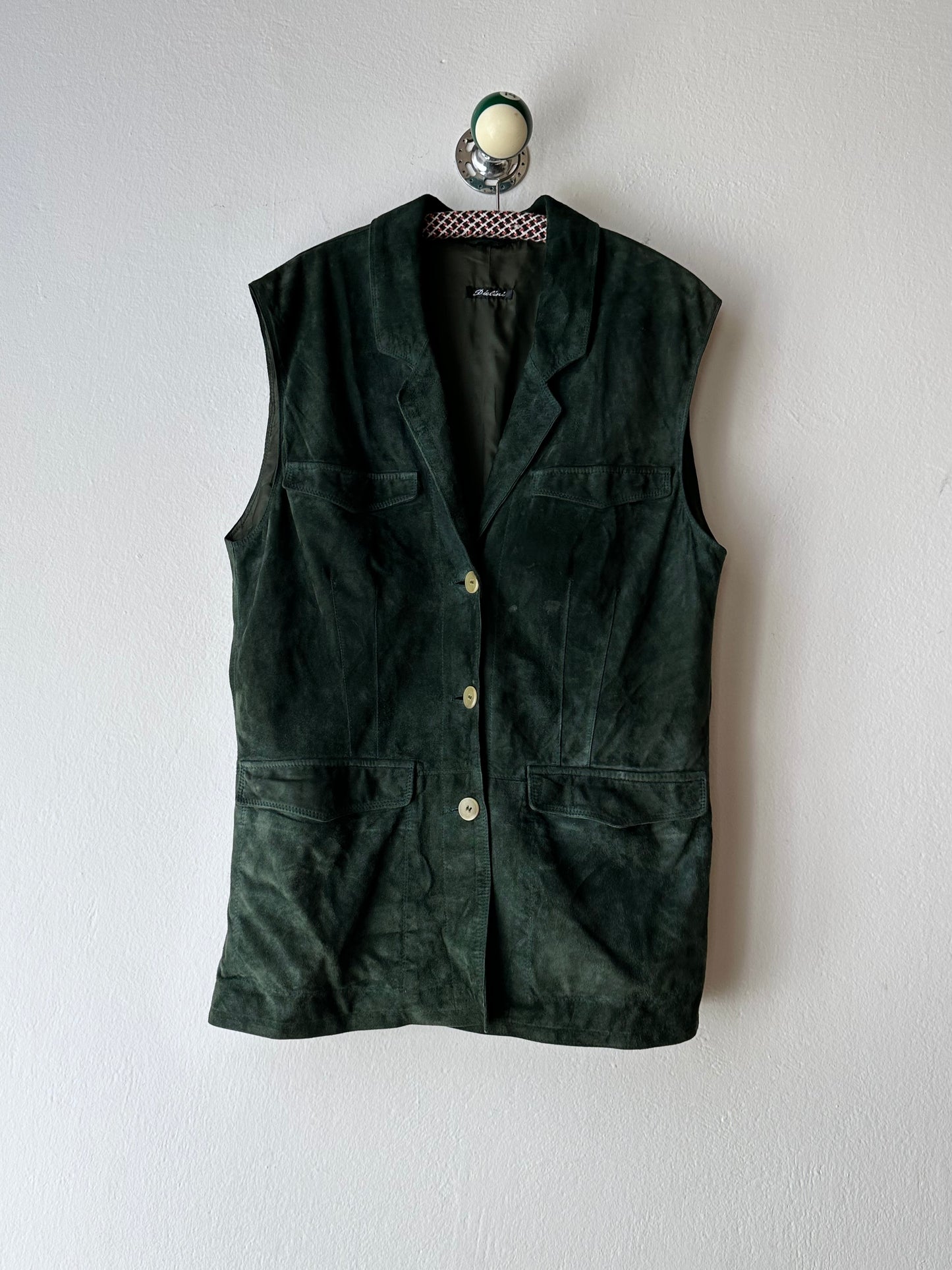 90s suede vest in dark forest
