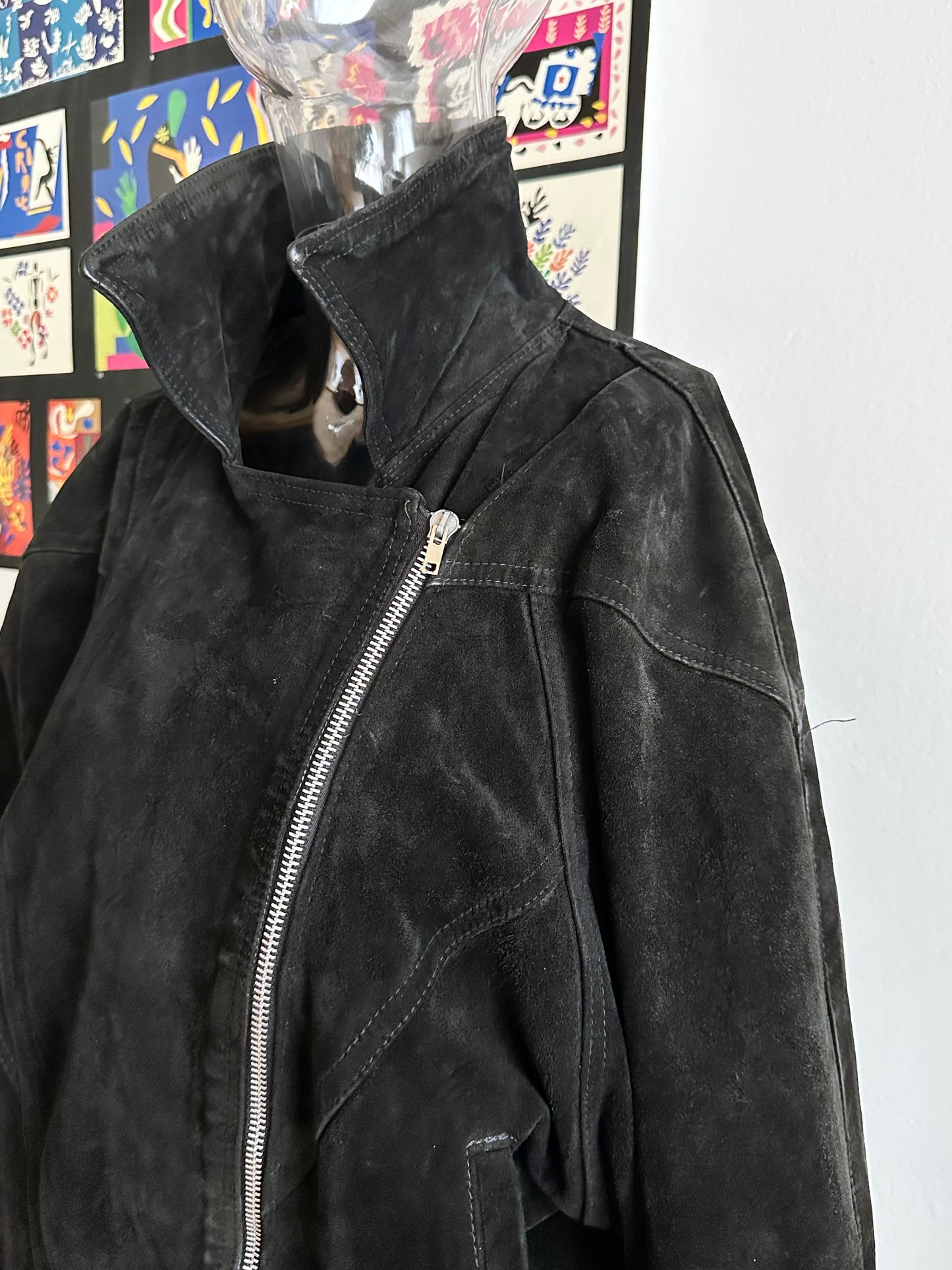 Black suede bikers blouson