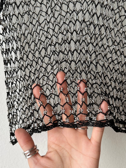 Beads mesh tank top