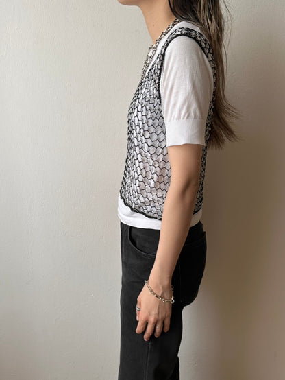 Beads mesh tank top