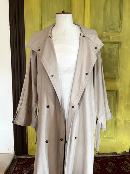 80s France double snap buttons cotton coat