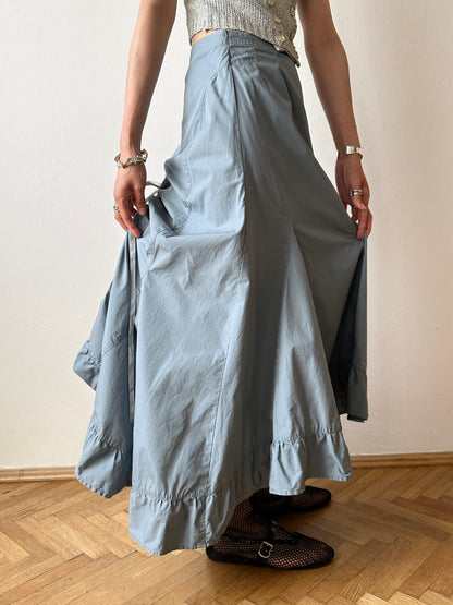 Asymmetrical lace up skirt in cloudy blue W27