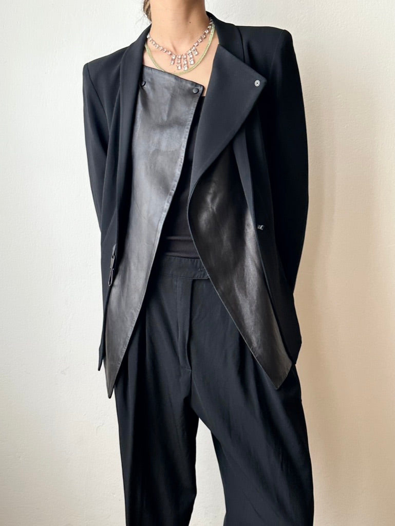 Plein Sud leather lapel tailored jacket