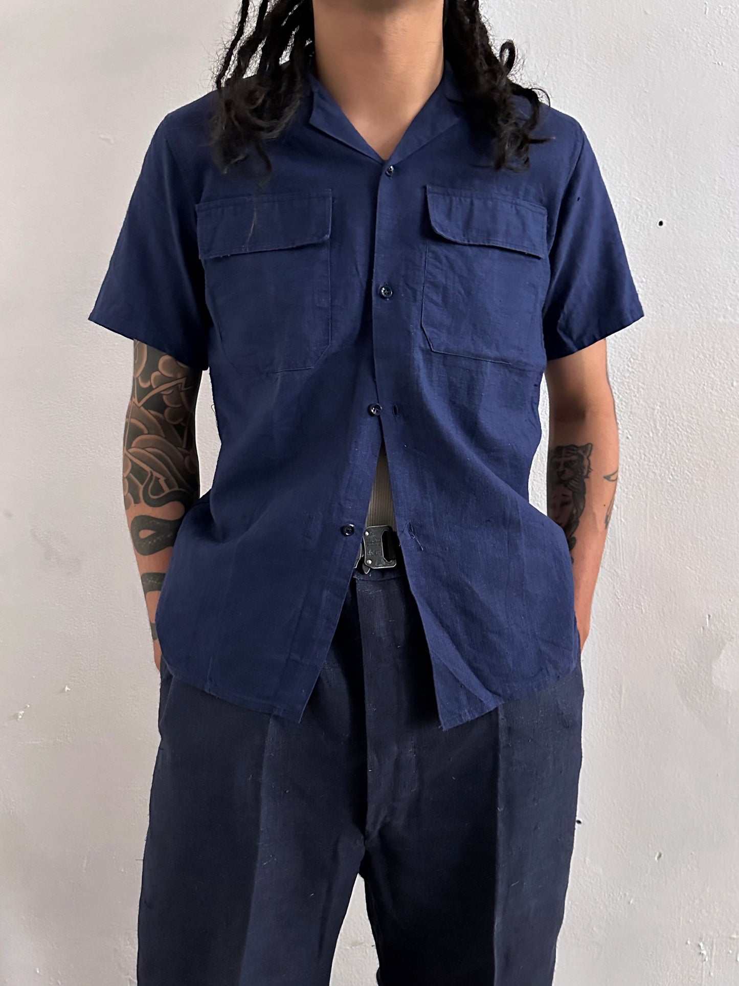 50s French open collar shirt