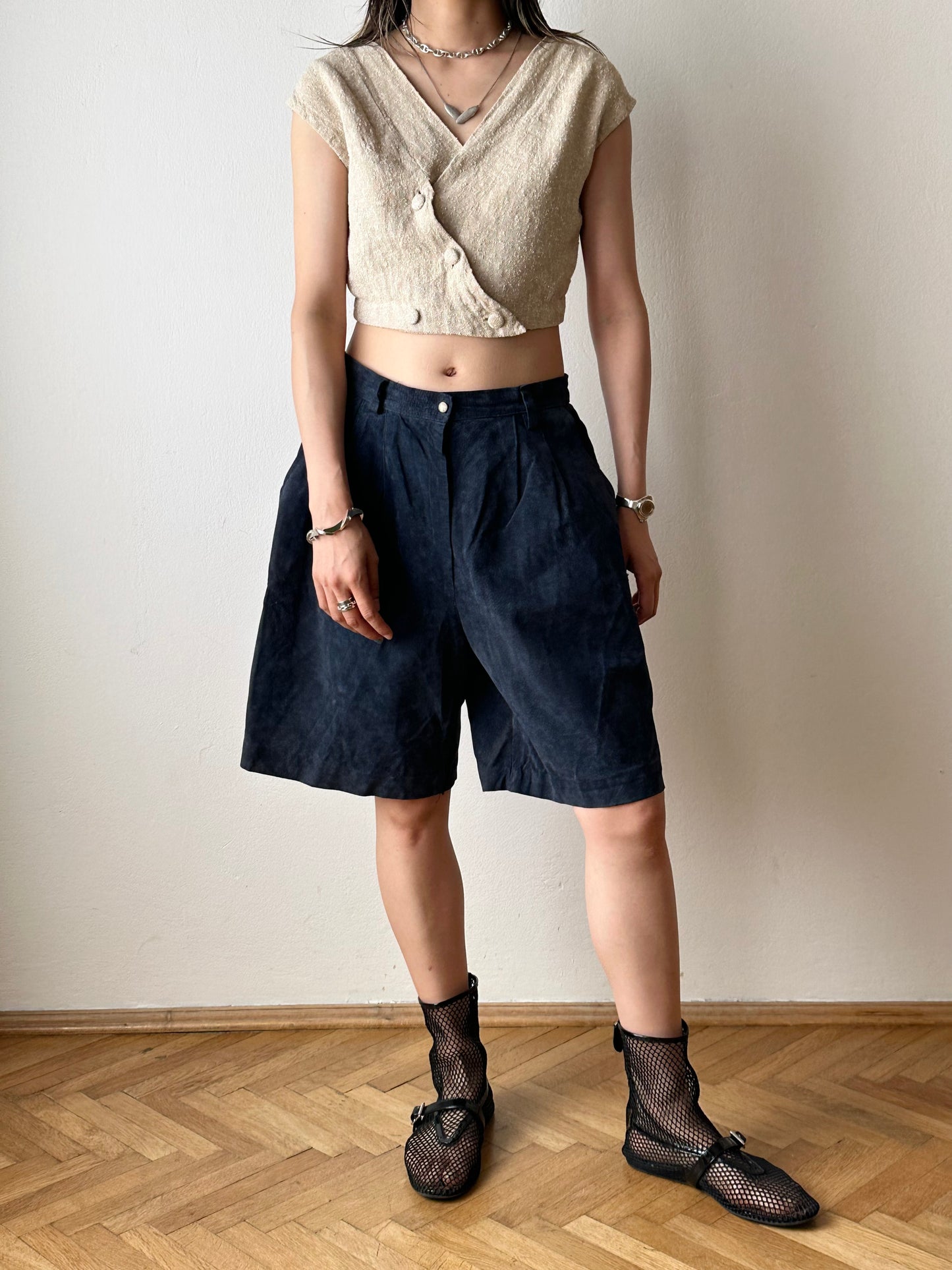 Navy suede shorts W29-30