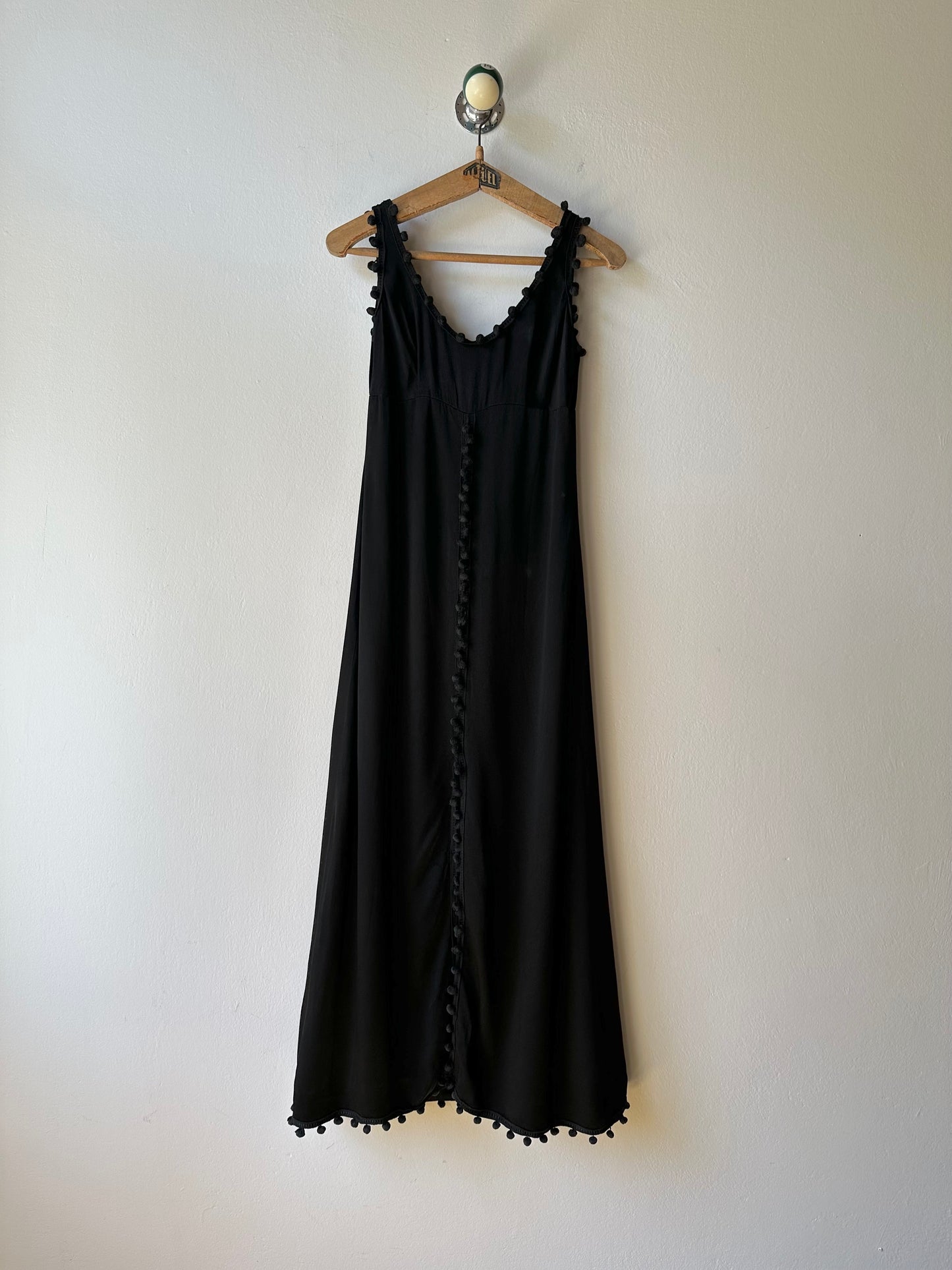 Vintage pom-poms black dress