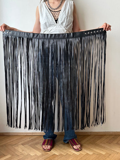Great Britain leather belt fringe skirt