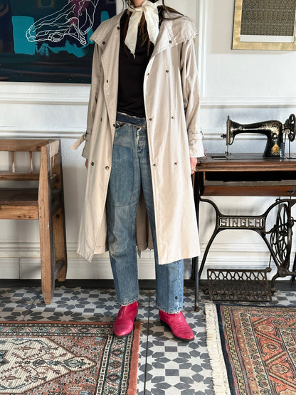 80s France double snap buttons cotton coat