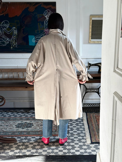 80s France double snap buttons cotton coat