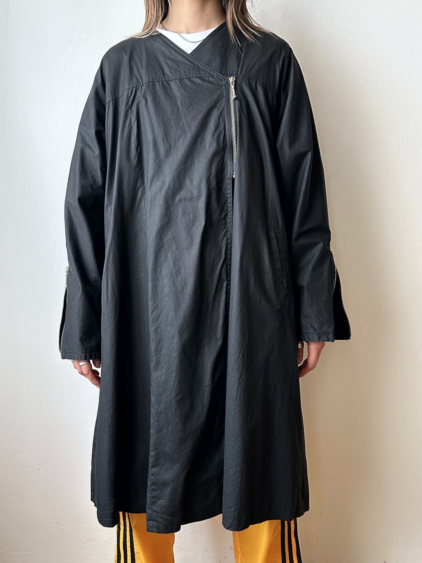 German black zip coat