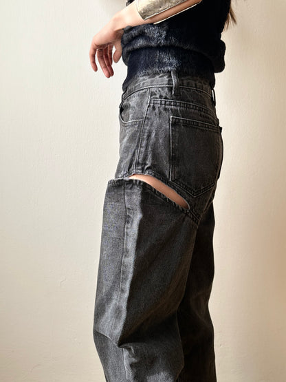Thigh slash black denim W26