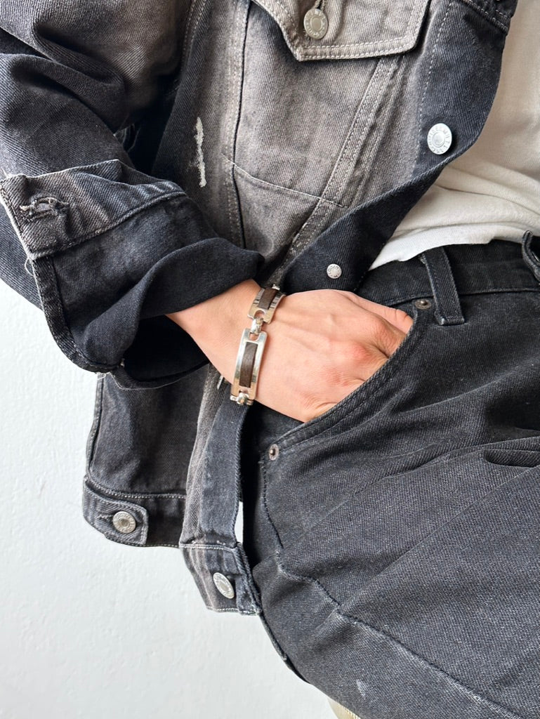 1972s Grossé wood set silver bracelet