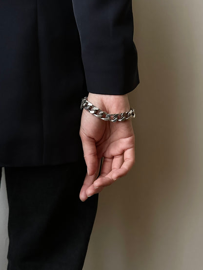 German silver 835 bold curb chain bracelet