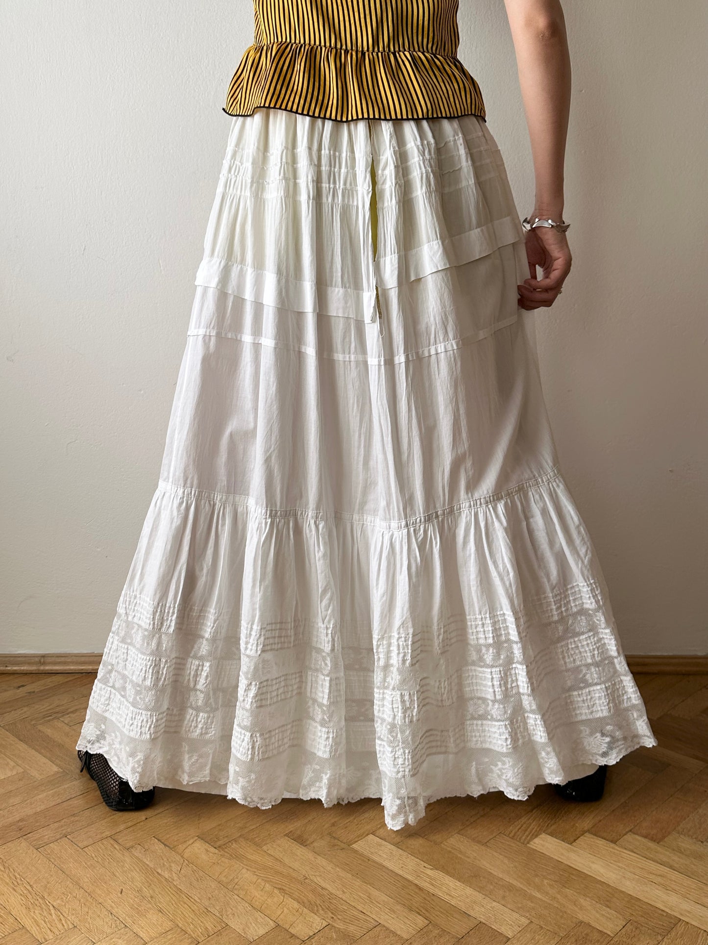 Edwardian lace cotton petticoat W26