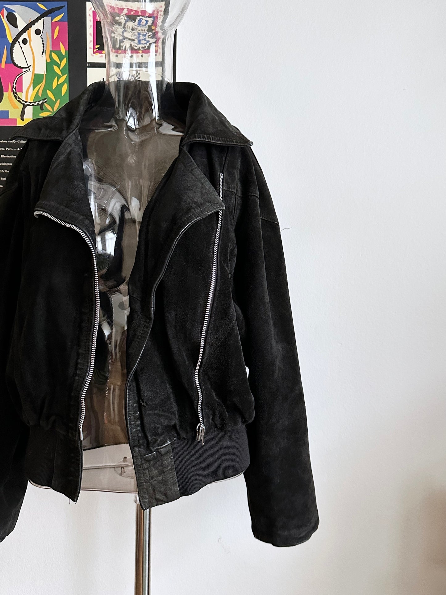 Black suede bikers blouson