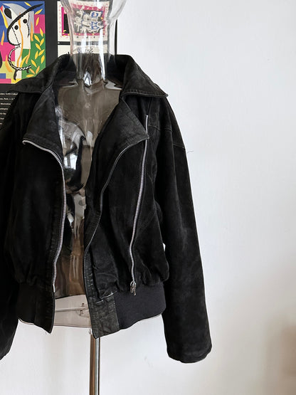 Black suede bikers blouson