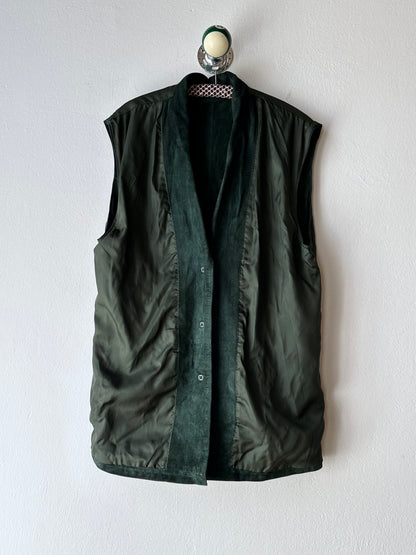90s suede vest in dark forest