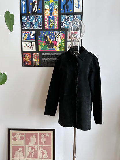 Black suede zip shirt jacket
