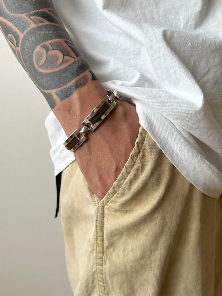 1972s Grossé wood set silver bracelet