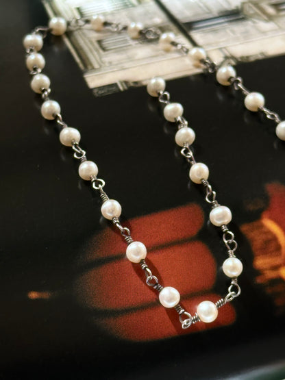 925 pearl wired necklace
