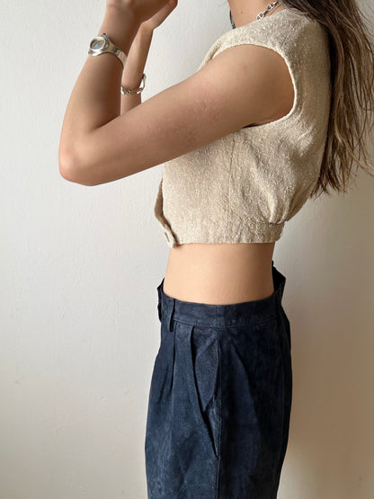 Vintage Italy handwoven linen vest