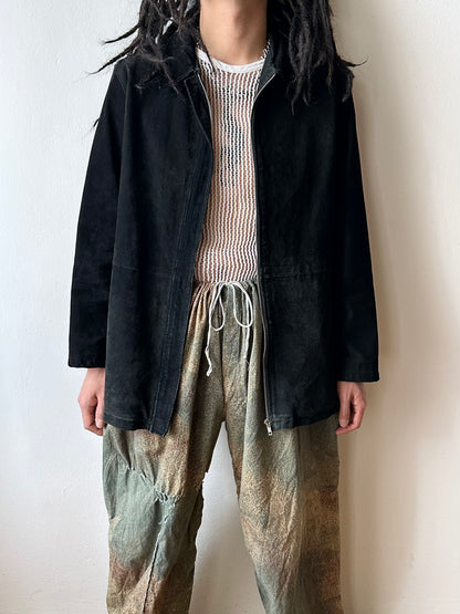 Black suede zip shirt jacket