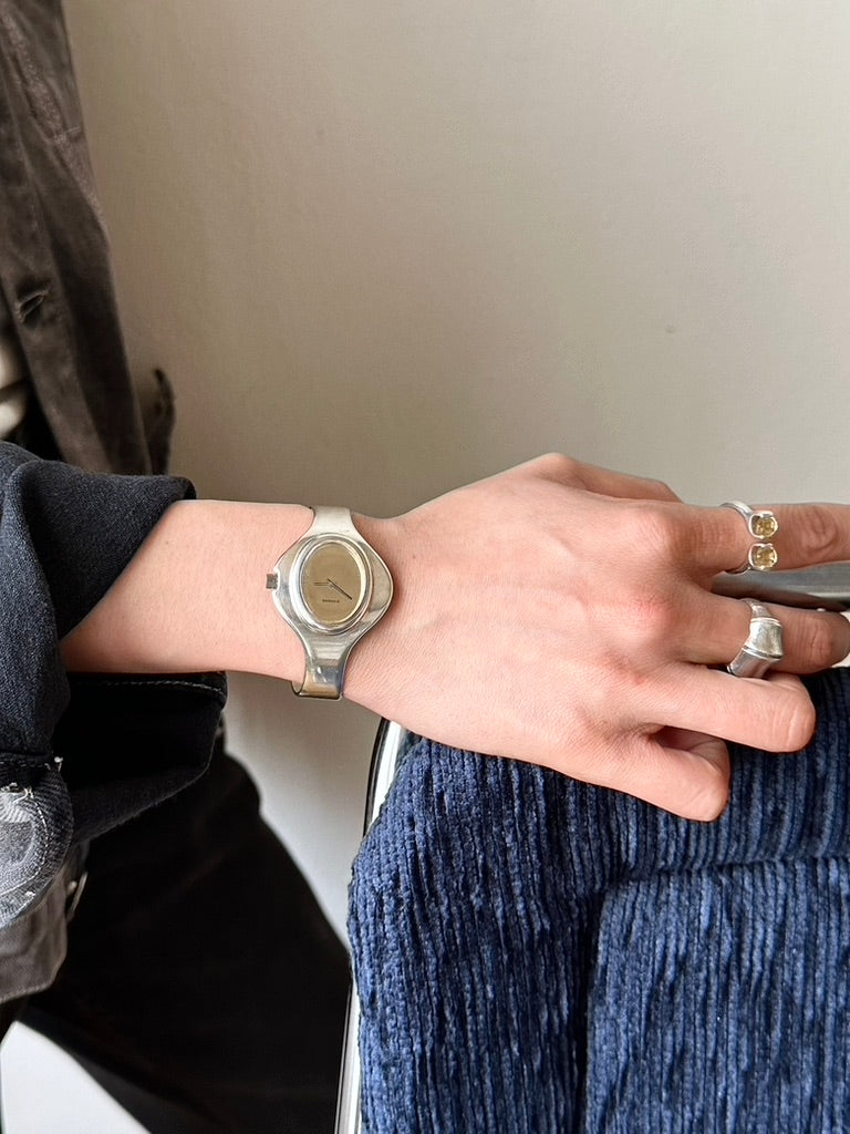 70s DUGENA silver bangle watch