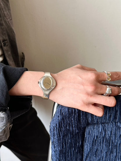 70s DUGENA silver bangle watch