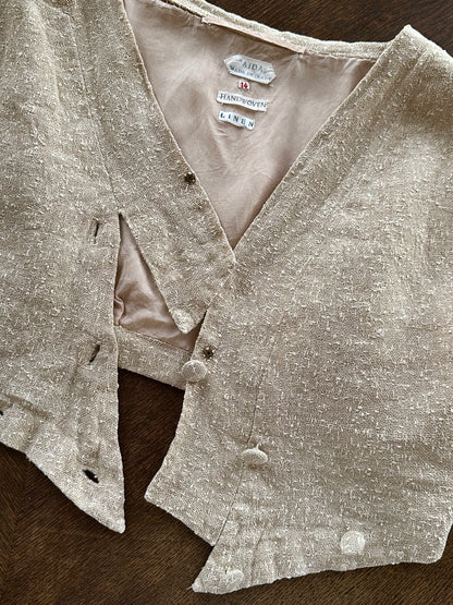 Vintage Italy handwoven linen vest