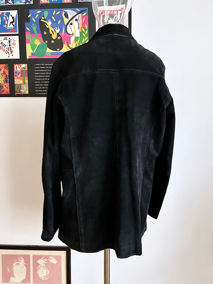 Black suede zip shirt jacket