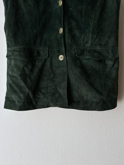 90s suede vest in dark forest