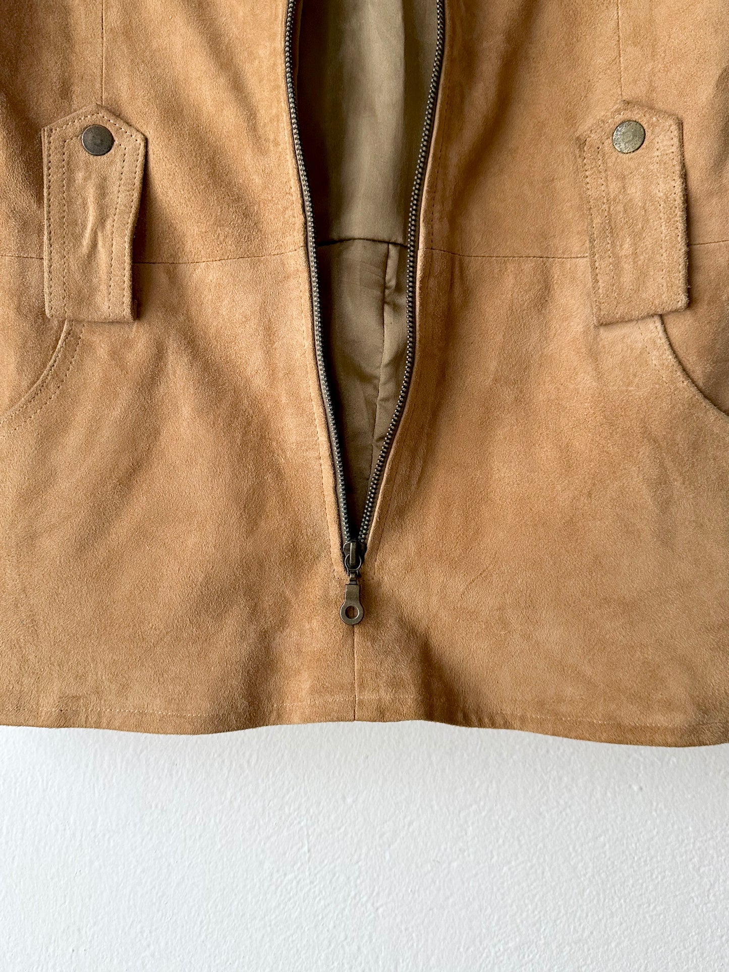 Nubuck leather belted vest