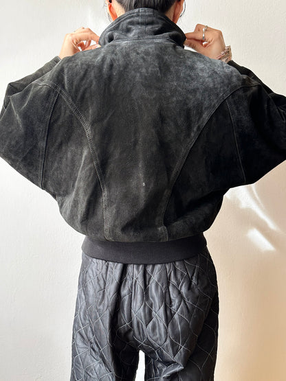 Black suede bikers blouson