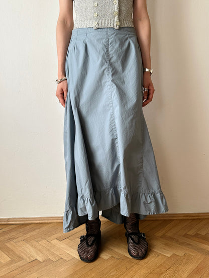 Asymmetrical lace up skirt in cloudy blue W27