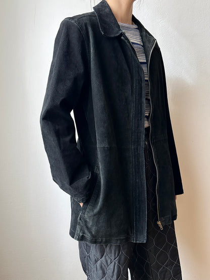 Black suede zip shirt jacket