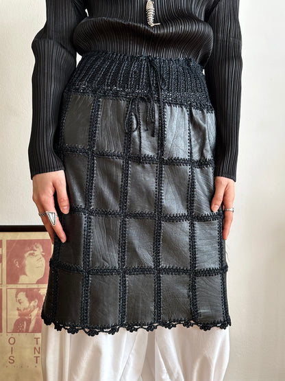 Leather patchwork skirt