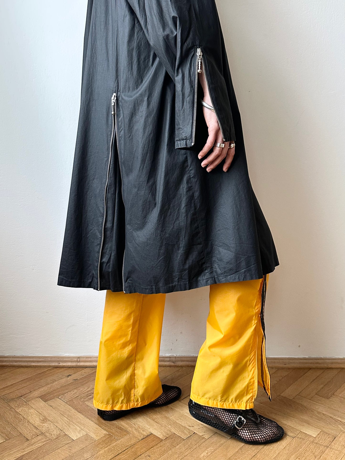 German black zip coat