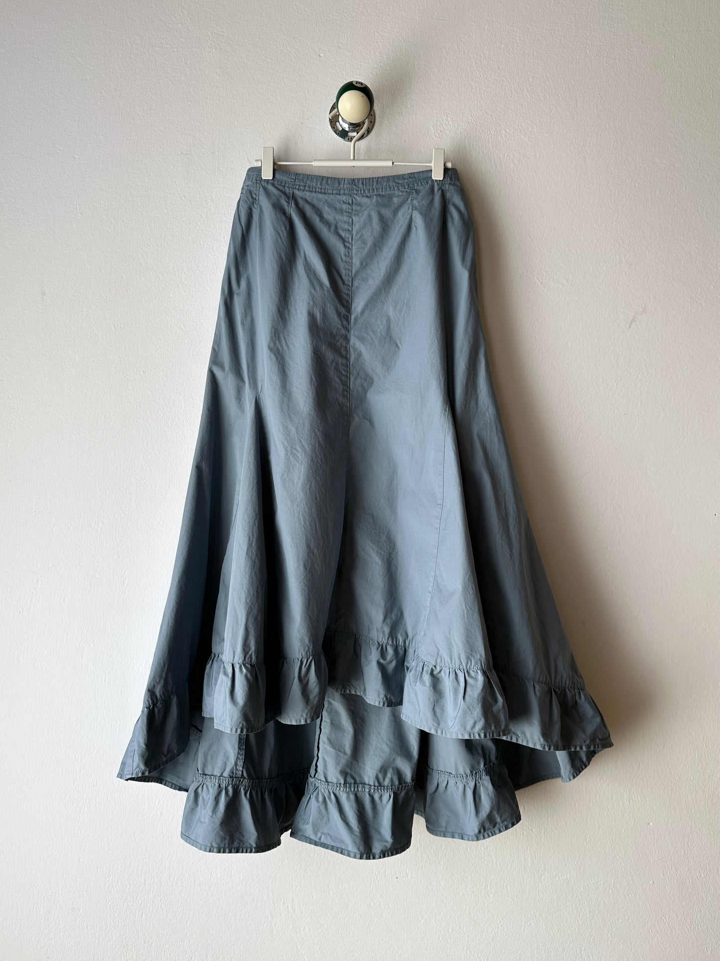 Asymmetrical lace up skirt in cloudy blue W27