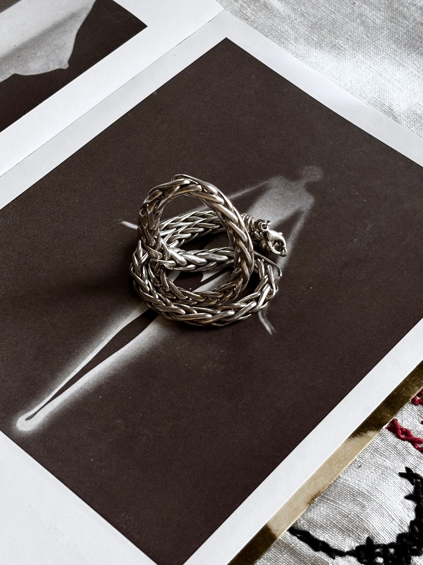 Silver wheat chain necklace